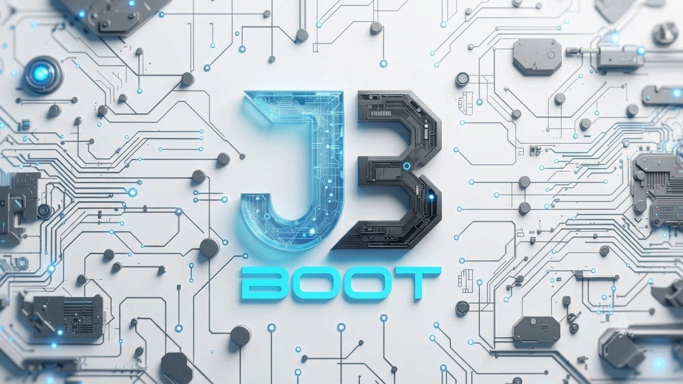Identidade visual JBoot sobre uma malha de circuitos